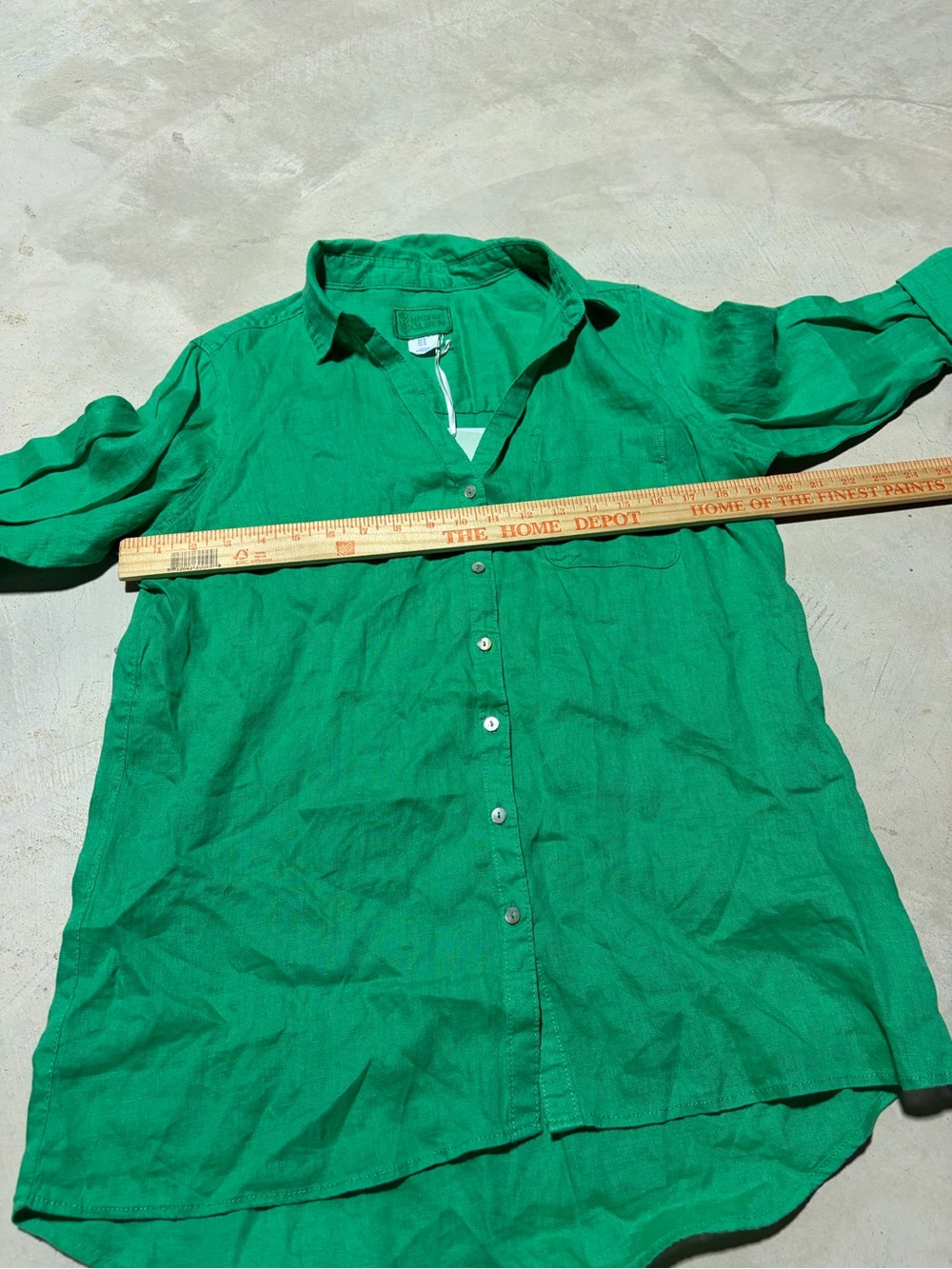 Sigrid Olsen Green Button-Down Linen Shirt - Picture 4 of 10